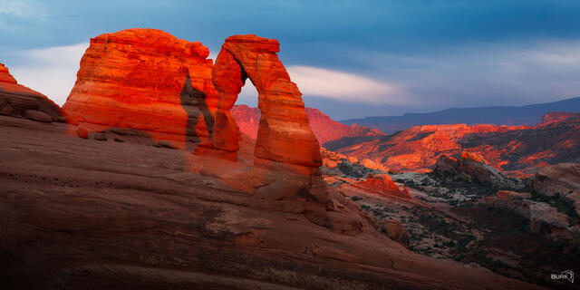 Alpenglow on Delicate Arch in Arches National Park