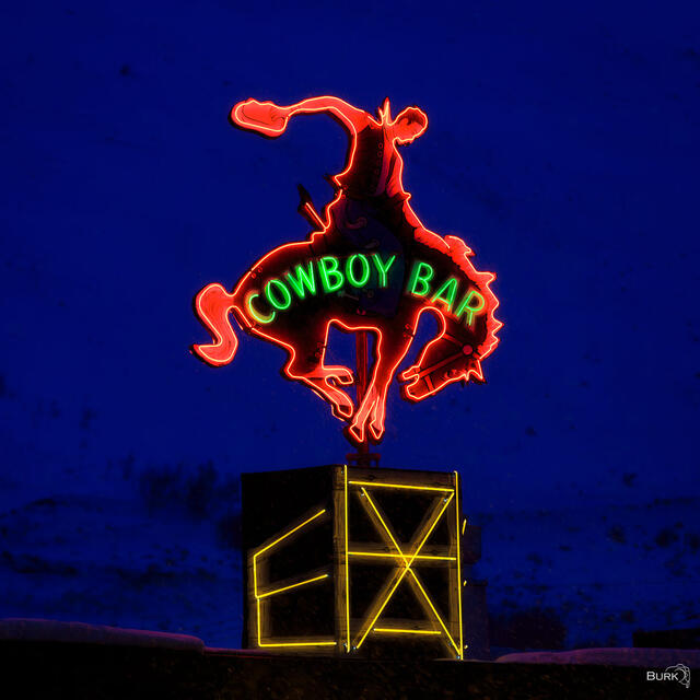The Cowboy Bar Neon Sign Jackson Hole, Wyoming.
