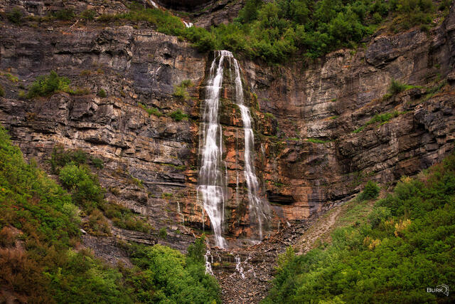 Bridal Veil Falls waterfall in Provo Canyon, Utah.