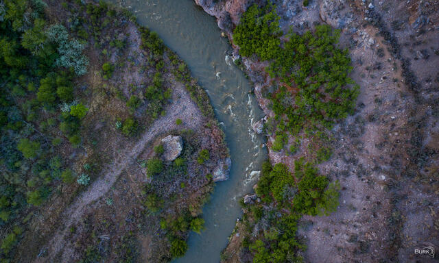 Sevier River aerial view Marysvale, Utah.