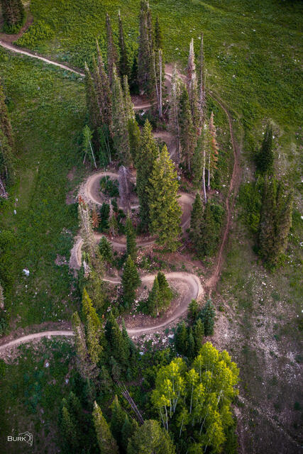 Switchback trail for mountain biking at Solitdue Mountain Resort.