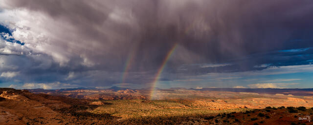 Double Rainbow over Egypt Canyon in Escalante, Utah. 