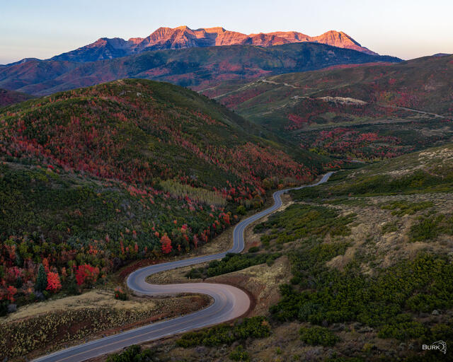 Cascade Springs Road leading toward Mount Timpanogos. 