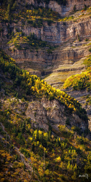 Close-up of Mount Timpanogas taken from the Alpine Loop in Provo, Utah. Autumn colors.