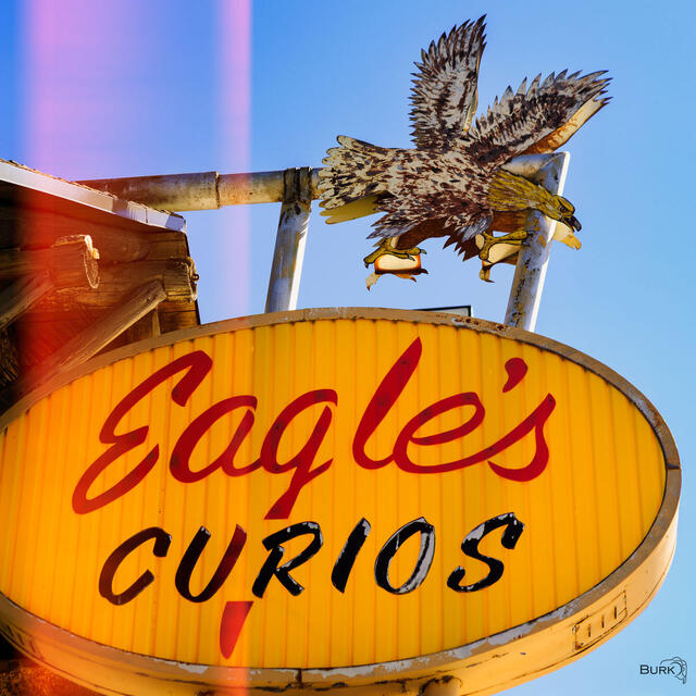 Eagles Curios Sign in West Yellowstone. 