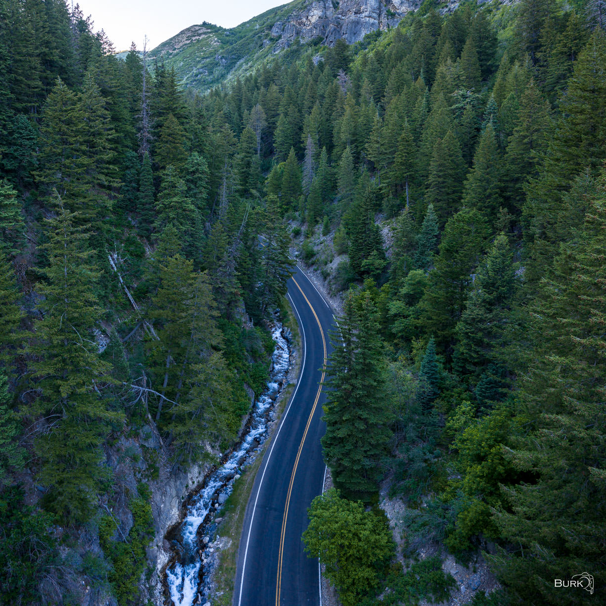 Road to Sundace N Alpine Loop Road winds through the pines, following the North Fork Provo River. 