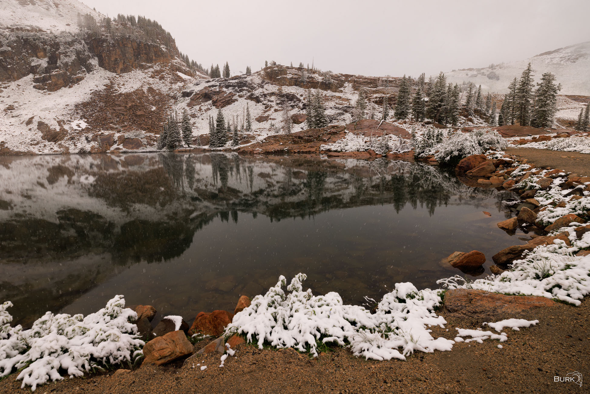 Cecret Lake Calm Cecret Lake Albion Basin with Snow