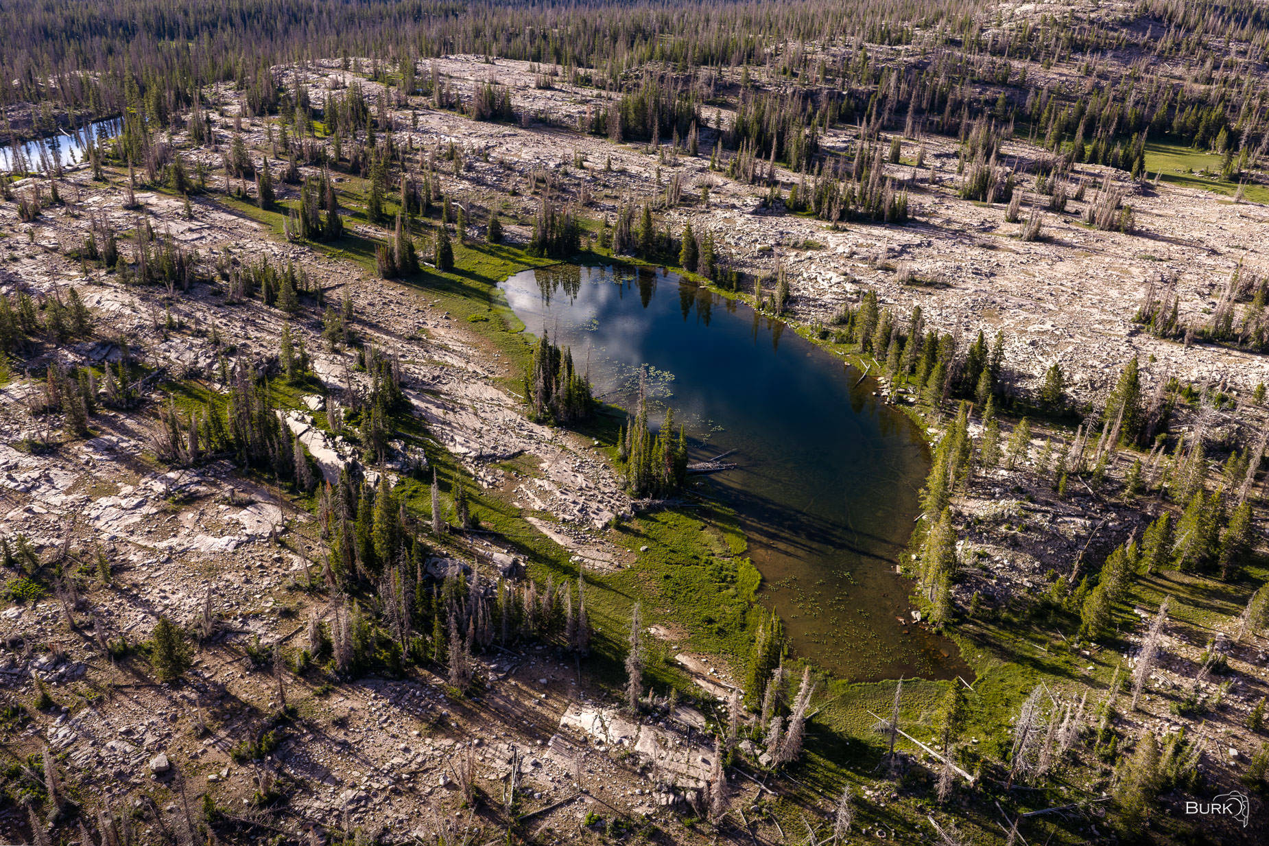 Naomi Lake Aerial view of Noami Lake in the Uinta National Forest of Utah.