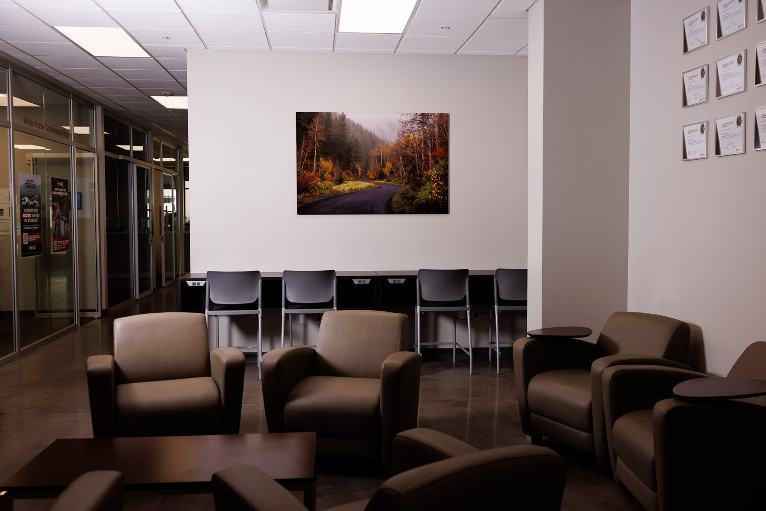 Metal prints for interior spaces such as RV centers.