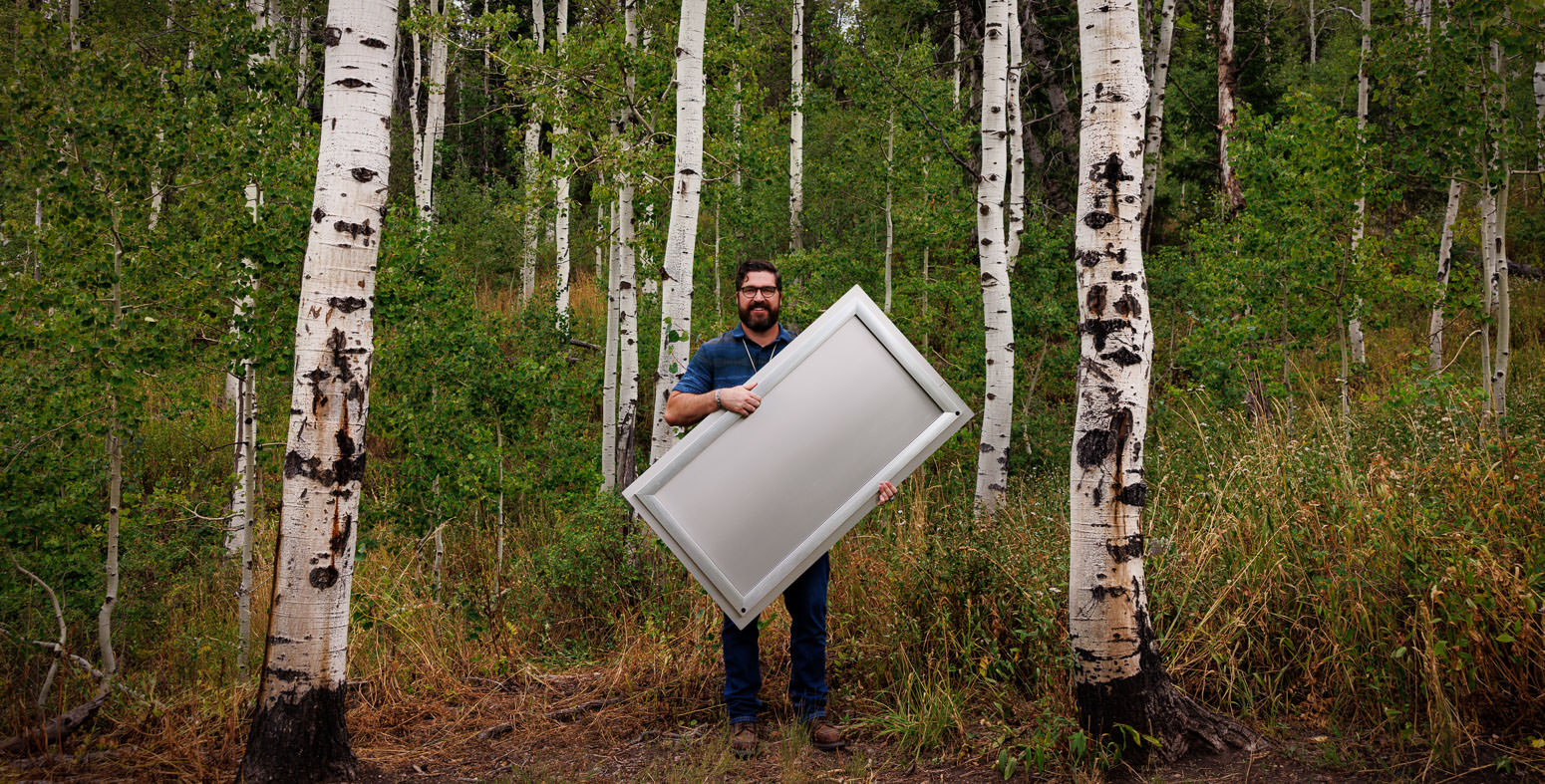A ChromaLuxe metal print in nature.