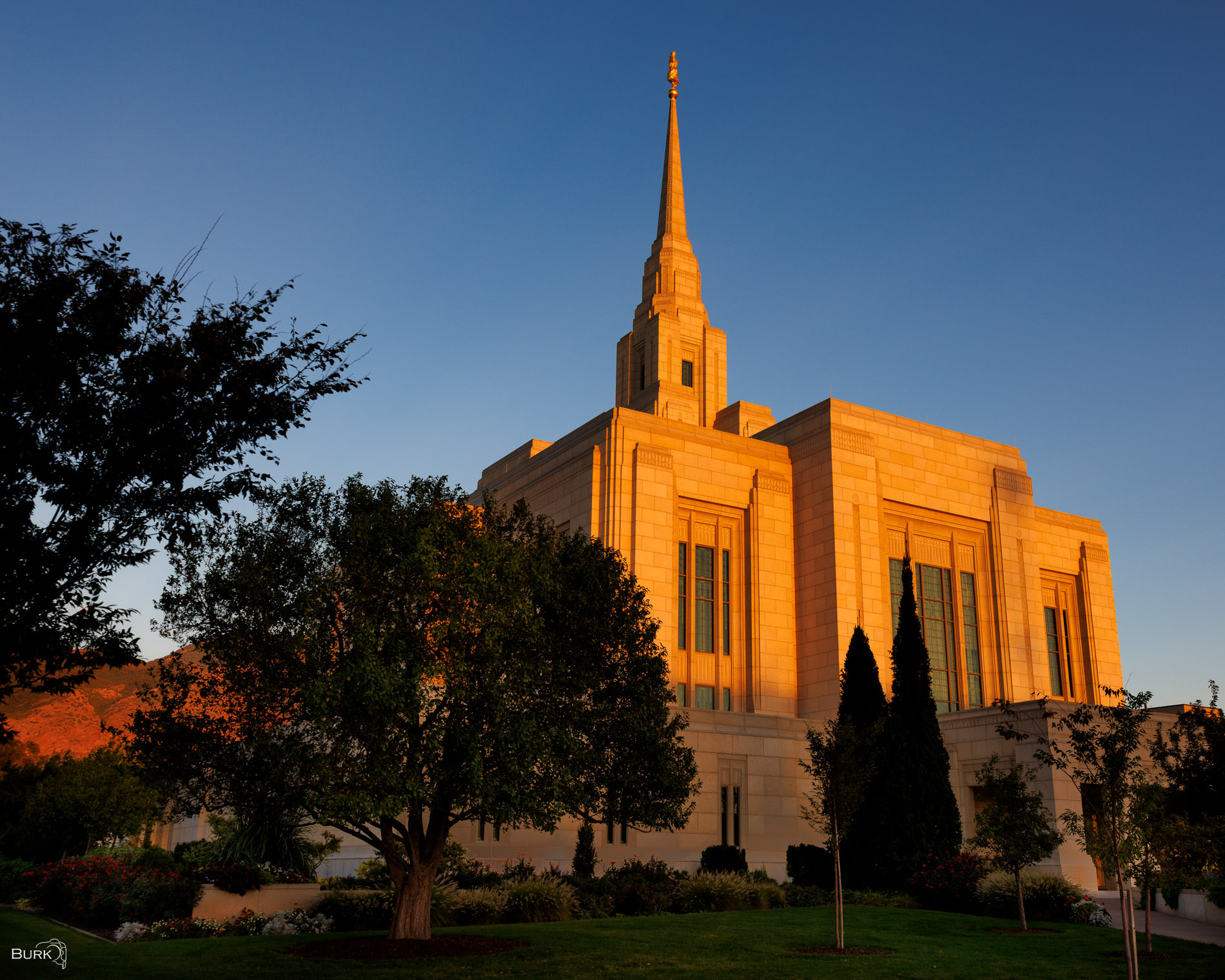 Ogden Temple Aglow Ogden Utah Temple with the sunset on it