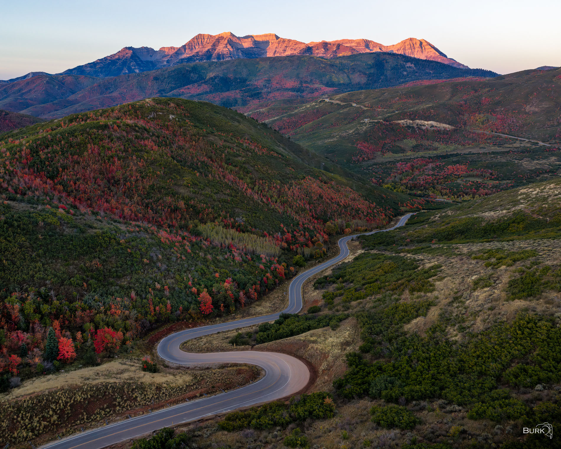Road to Timpanogos Cascade Springs Road leading toward Mount Timpanogos.