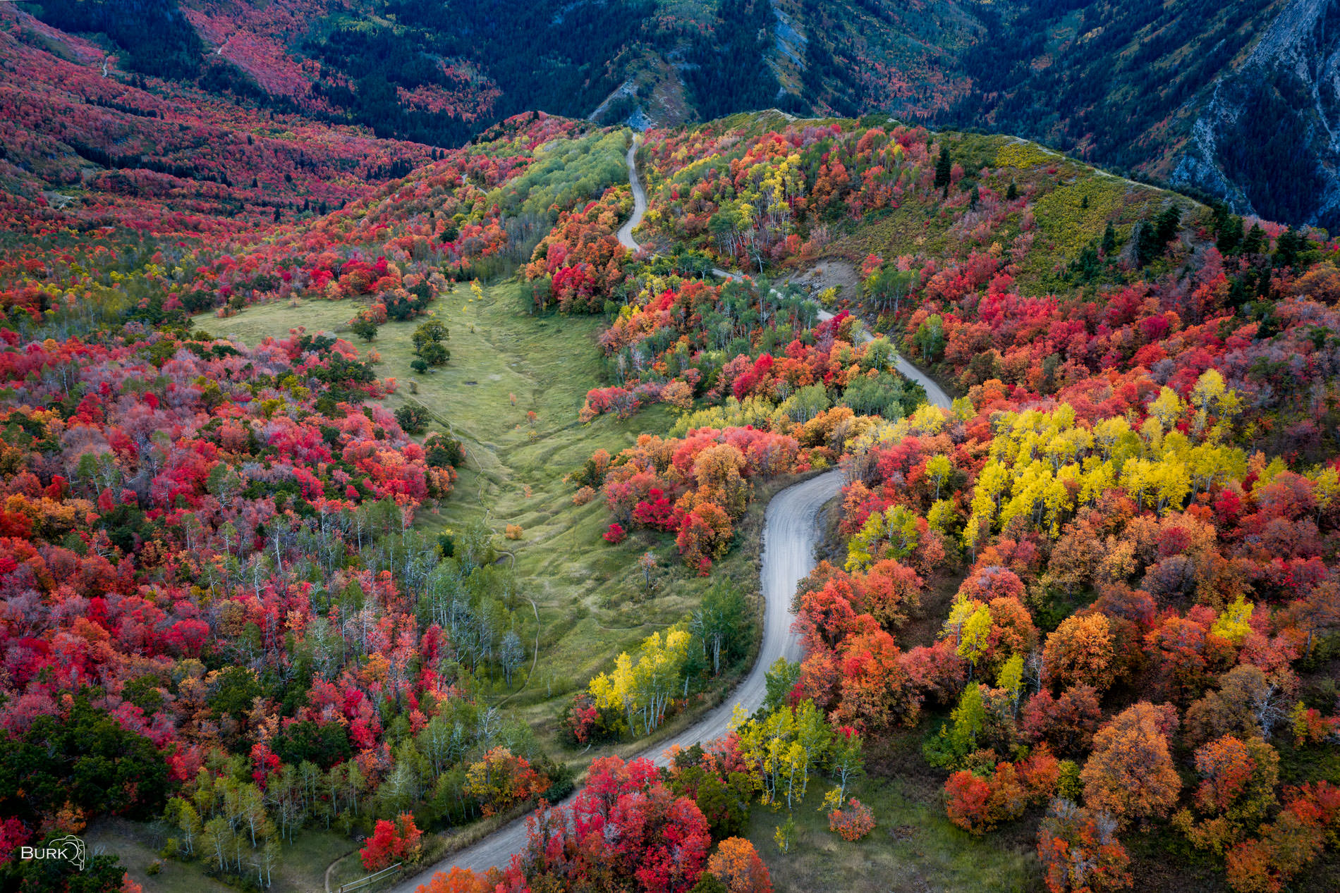 Autumn Passage KYHV Peak Road on an autumn's day winding through the Wasatch Mountains of Utah.