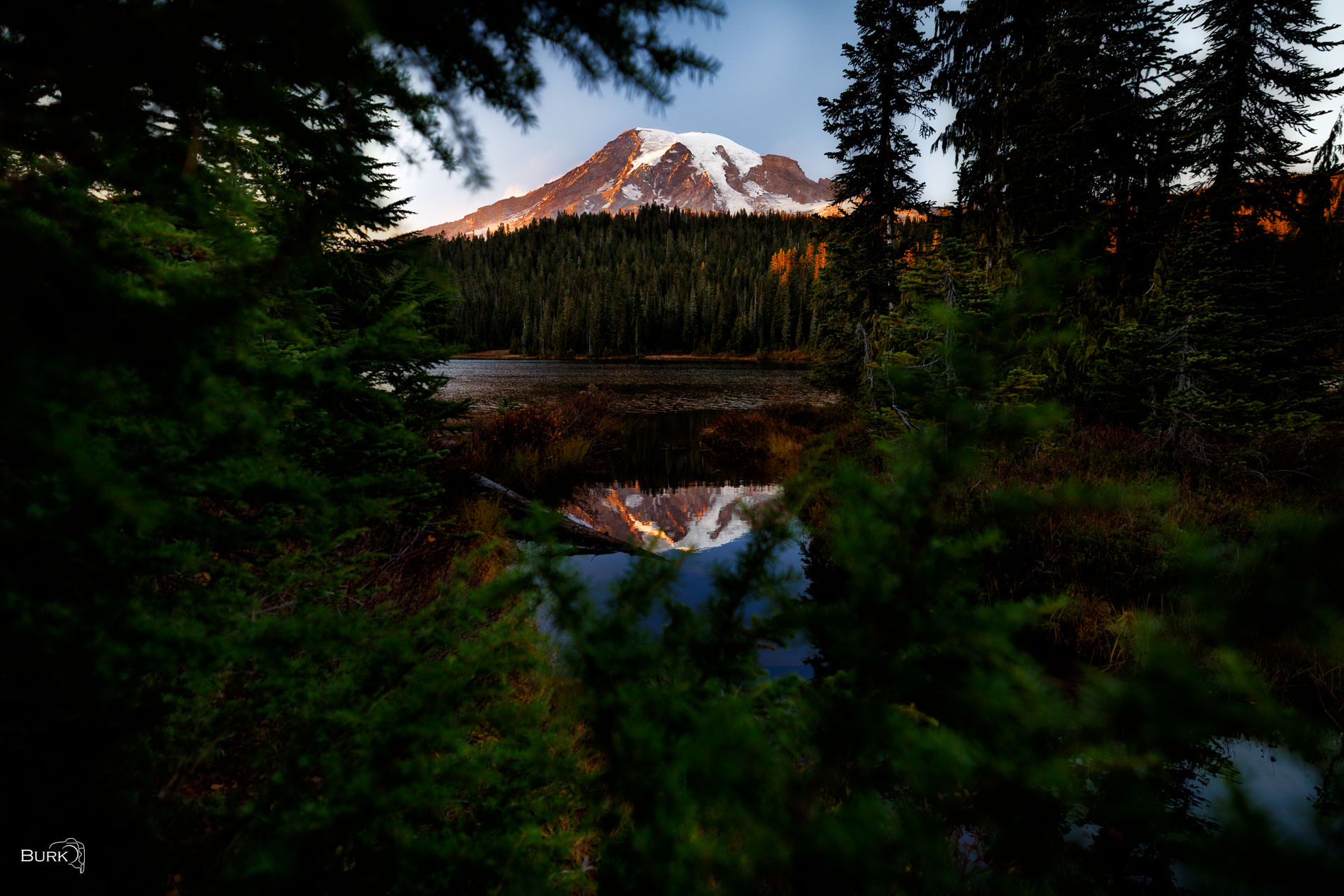 Mount Rainier Alpenglow An alpenglow on Mount Rainier in Mount Rainier National Park at Reflection Lakes.