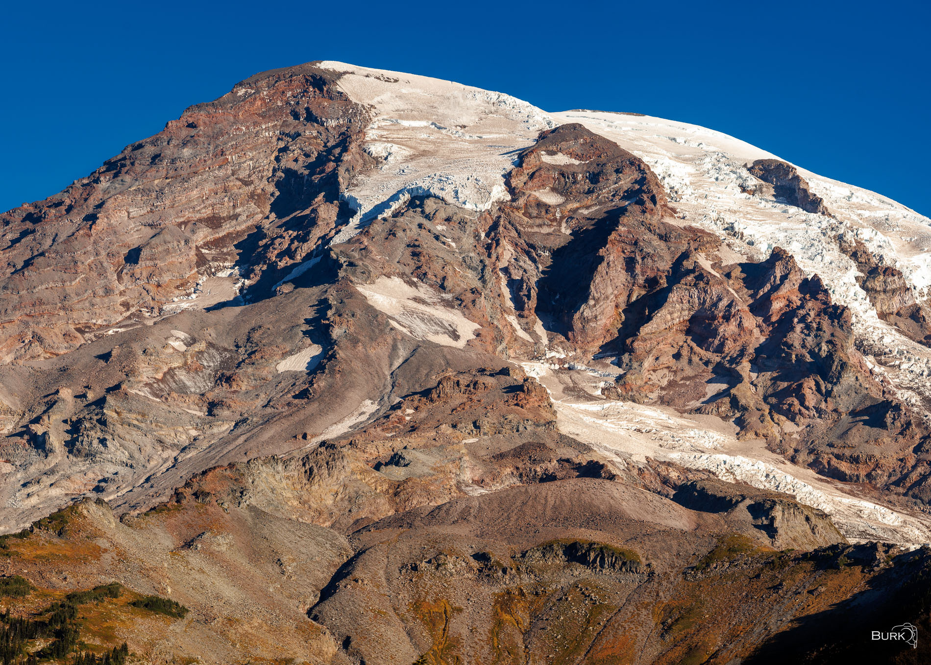 The Anatomy of a Mountain Close-up of Mount Rainier, a volcanic mountain in the state of Washington.